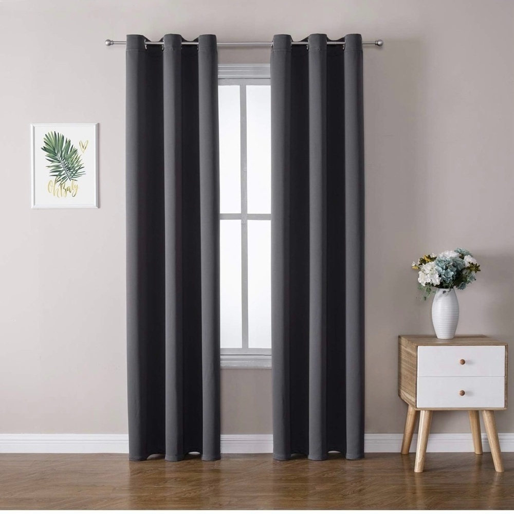 Medium gray blackout curtains, 42 wide by 84 long -two panels